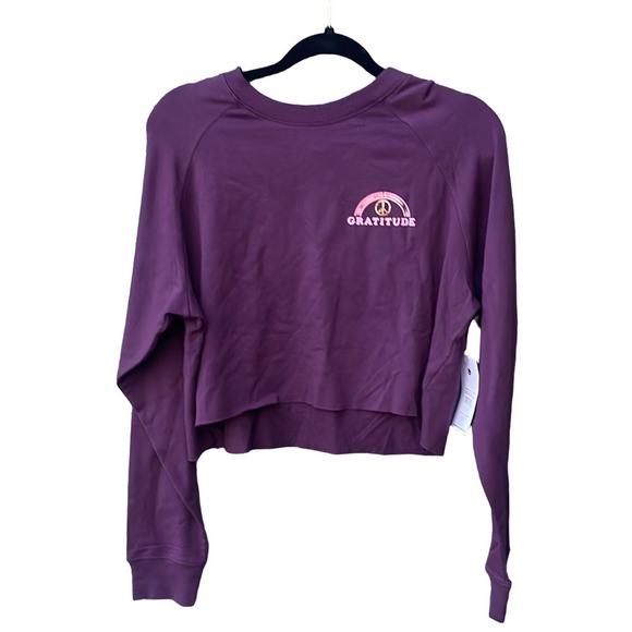 Spiritual Gangster Tops - Spiritual Gangster Gratitude Izzy Crop Sweatshirt Women’s Purple Size L